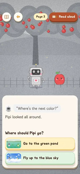 The choice page of “Pipi the Little Robot Finds the Colors”
