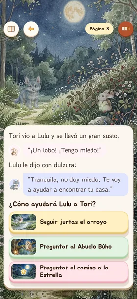 La pantalla de elección. Las opciones ilustradas están una encima de otra.